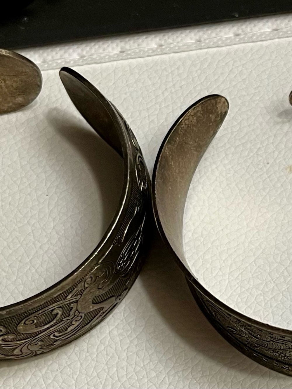 Engraved Antique-Style Silver Cuffs - Set of 2 - Picture 4 of 4